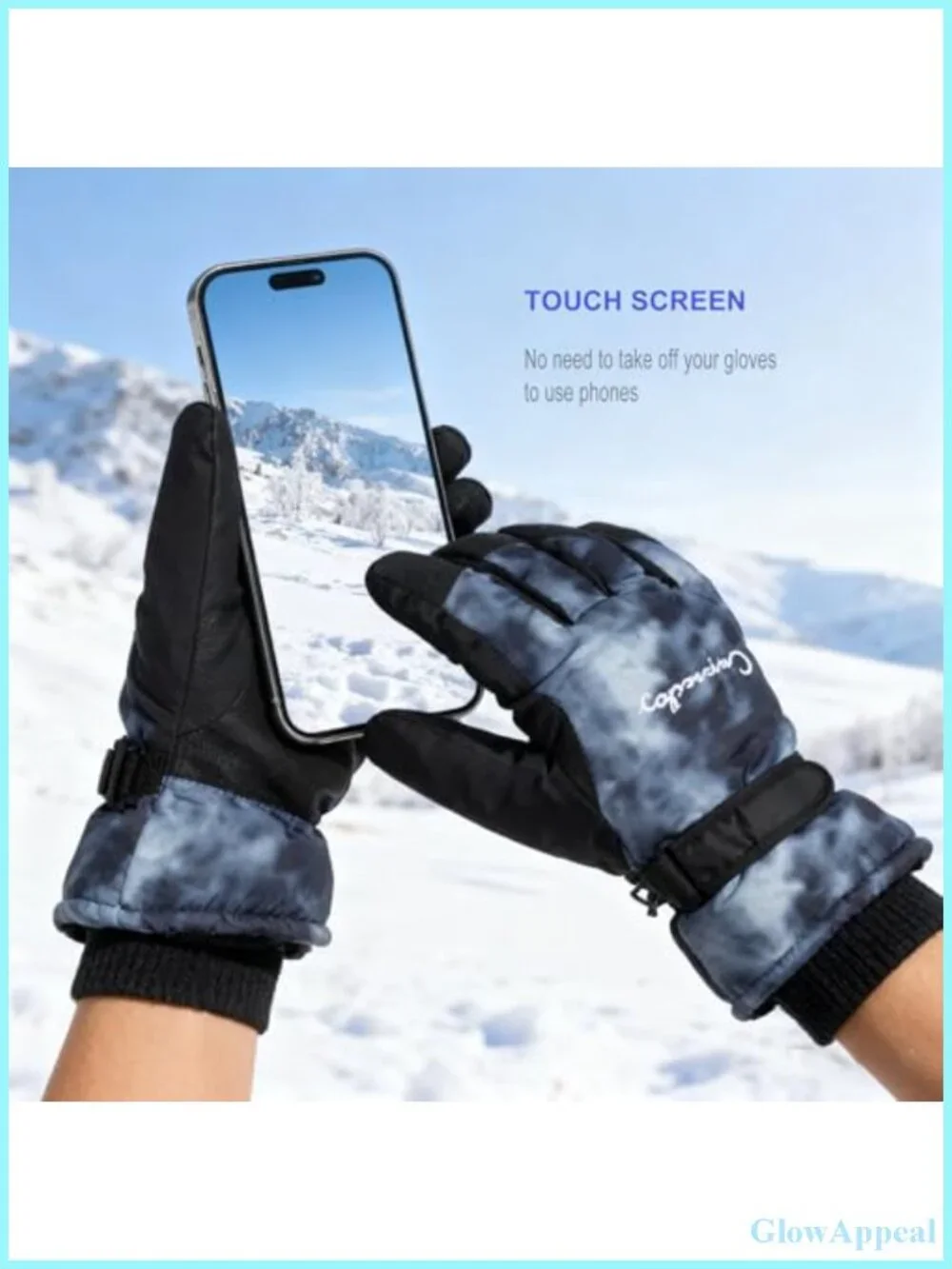 Windproof Fleece Lined Touchscreen Ski Gloves for Outdoor Sports